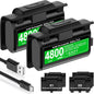 Set 2 acumulatori Xbox Ni-MH 4800mWh HELLCOOL + cablu USB-C incarcare, compatibili Xbox Series X/S, Xbox One S/X/Elite, baterii reincarcabile, 2000 cicluri, incarcare in timpul jocului