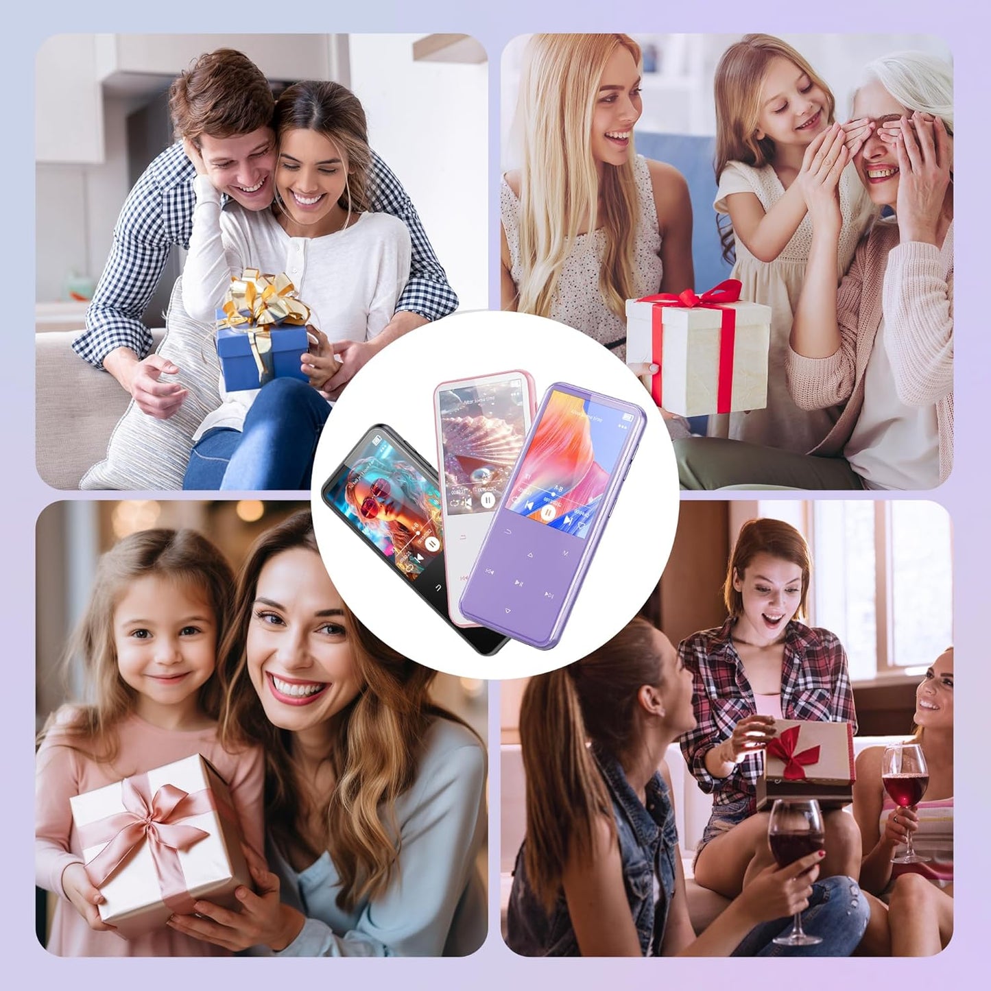 MP3 Player AGPTEK 64GB cu Bluetooth 5.3, ecran TFT de 2.4 inch, HiFi Lossless, difuzor integrat, radio FM, inregistrare, suport Card TF 128GB, violet