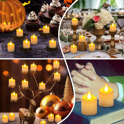 Set 12 lumanari LED reincarcabile cu statie de incarcare si telecomanda, efect de flacara, temporizator, 4 moduri luminare, 5 niveluri luminozitate, pentru Halloween, Craciun, nunta, petrecere