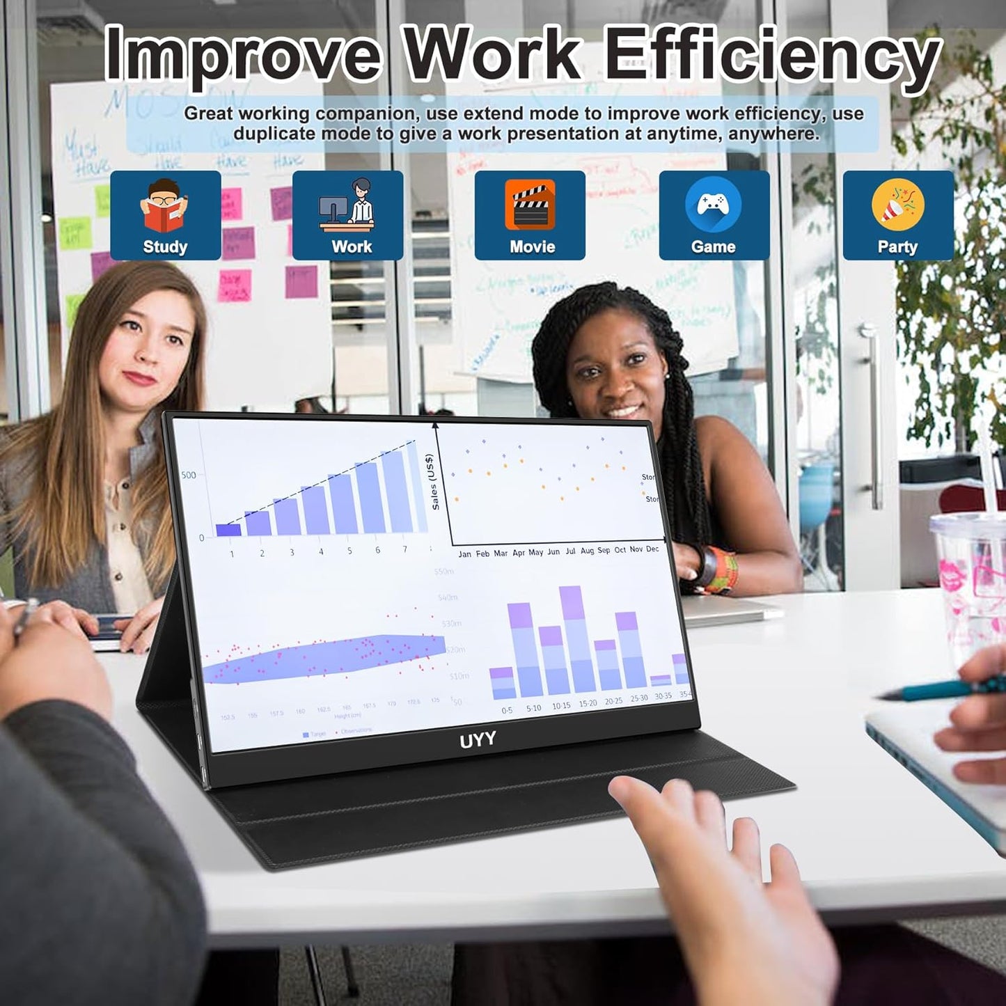 Monitor portabil 16.1 inch, 1080P Full HD 1920X1080, HDR, 16:9, 1200:1, mod Portret, Duplicat, Extend, Second Screen, USB-C, cu difuzor incorporat, pentru laptop, PC, PS5, Consola
