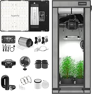 Kit sistem hidroponic, cort de crestere 60 x 60 x 140 cm, ventilator tubular 100 mm, lampa LED EVO 100 W, filtru de carbon, ventilator clips 150 mm, furtun evacuare, 4 buzunare de crestere, raft de colt, cu controler central integrat