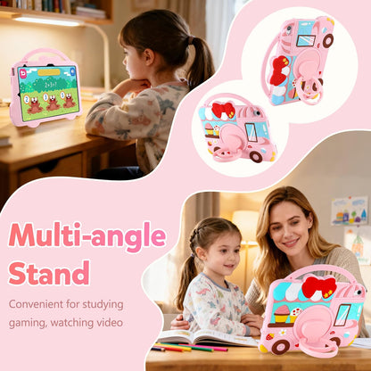 Husa pentru iPad A16 11 generatia 11 inch 2025, inghetara 3D, din silicon pentru iPad 10 Generation, protectie rezistenta la socuri pentru copii si fete, cu suport rotativ, curea de umar si maner