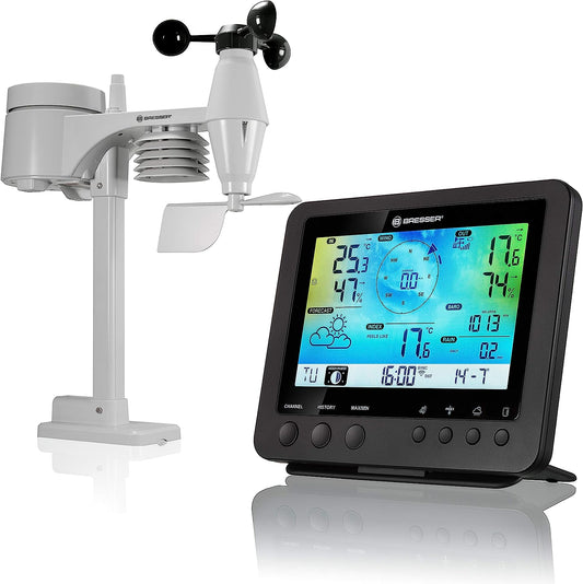 Statie meteo Bresser 5 in 1, cu afisaj color, conexiune WiFi, cu senzor profesional, afisare tendinte meteo