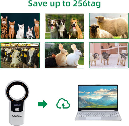 Cititor cipuri animale portabil, cu display OLED, reincarcabil, suporta tehnologie ISO 11784/11785 si ID64 RFID, stocare date, pentru caini, pisici si crotalii ureche