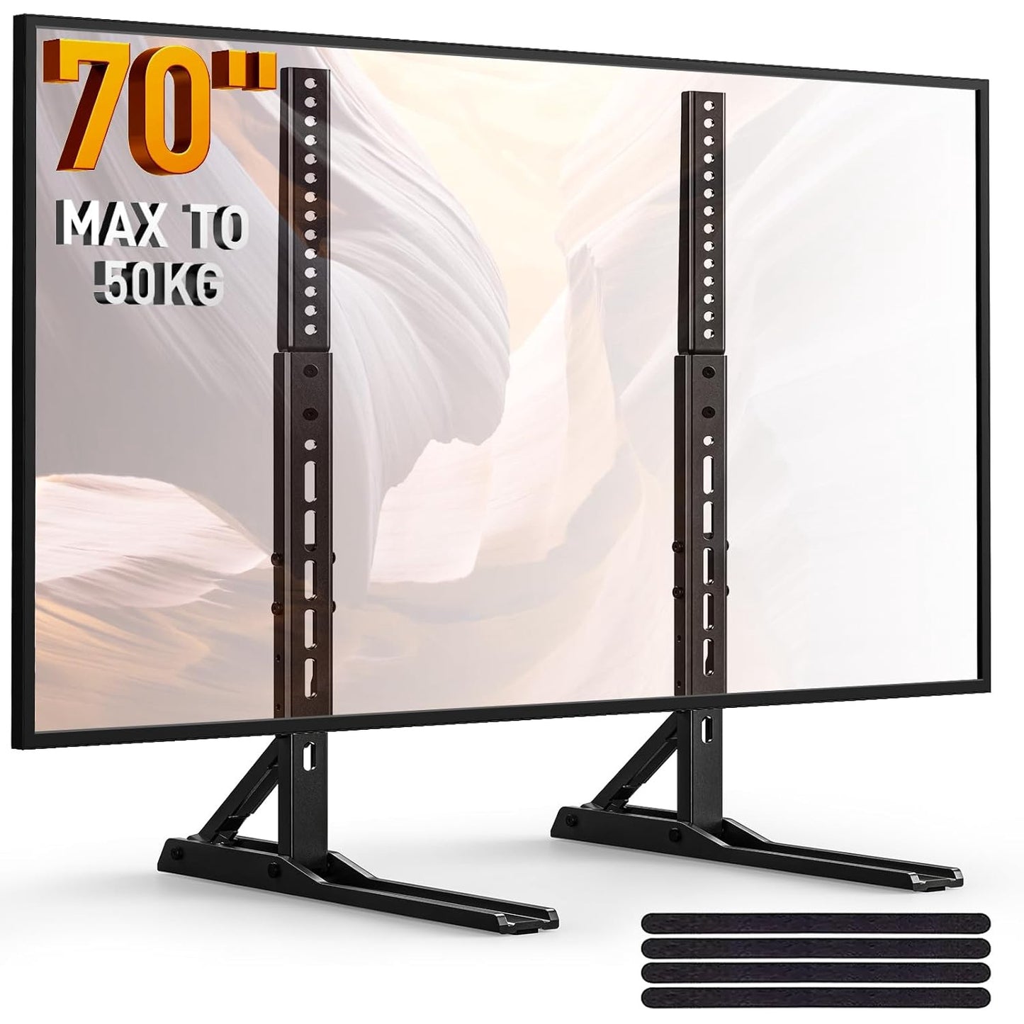 Suport TV de masa/birou, stand universal, diagonala 22-70 inch, pana la 50 kg, VESA de la 200 x 100 mm la 800 x 600 mm, picior TV cu inaltime reglabila si stabilitate ridicata