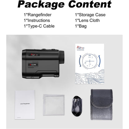 Telemetru laser Golf 1000Y, marire 6x, functie Slope/Inclinare, blocare tinta cu confirmare prin vibratie, reincarcabil USB, scanare continua, afisaj LCD HD, precizie ±1 Yard, pentru golf si vanatoare