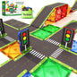 Set de constructie magnetic 3D, Road Toppers, 56 piese, Magnetic Tiles, jucarie educativa si creativa, multicolora, compatibil cu alte seturi 3D, pentru copii +3 ani