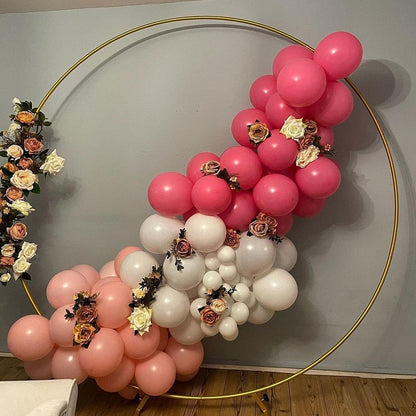 Set arcada metalica, tip cerc, 1.8 m, cu picioare, banda pentru baloane si accesorii, reutilizabila, pentru nunta, zi de nastere, fundal foto, accesorii petreceri, decoratiuni