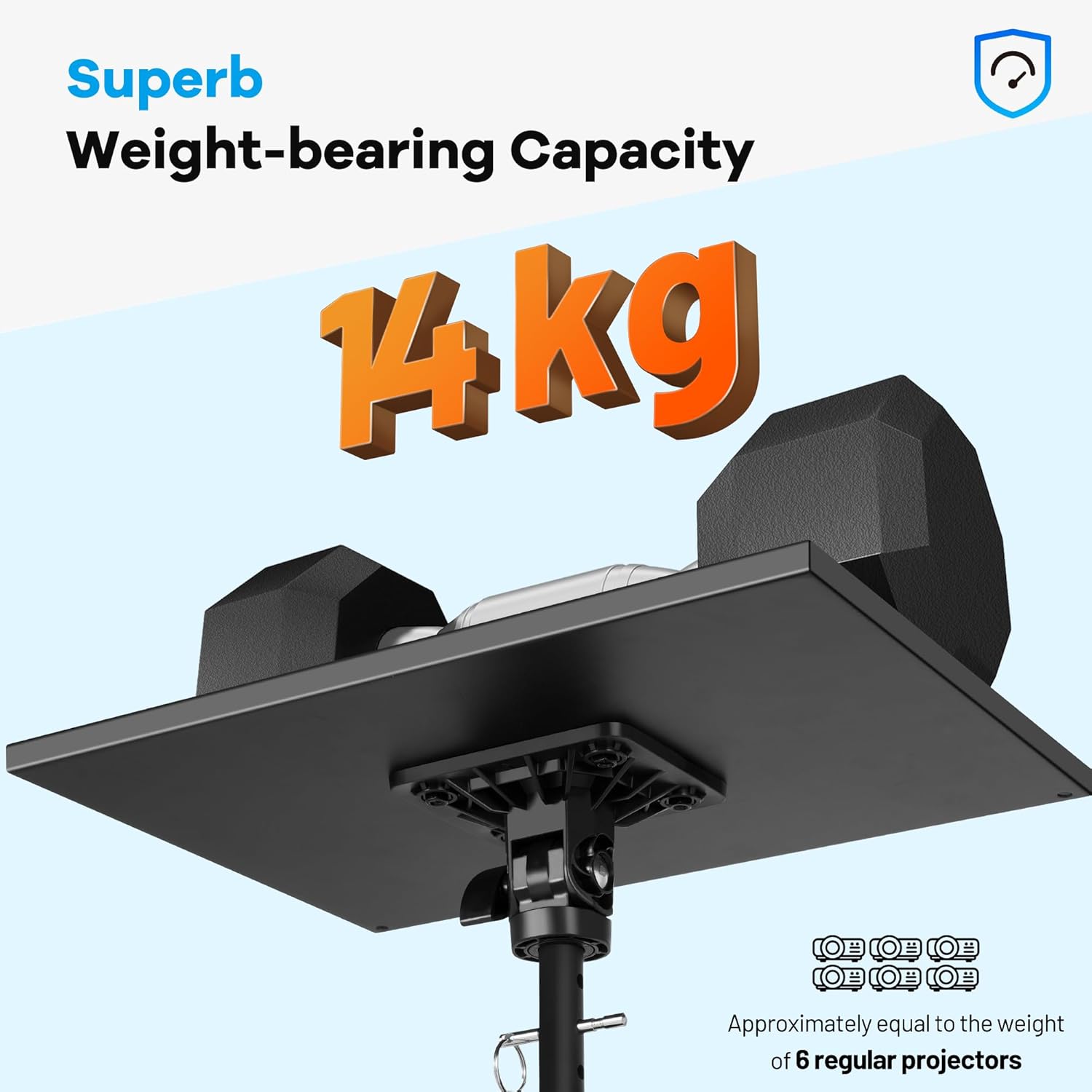 Suport mobil pentru videoproiector/laptop, stand cu inaltime reglabila 71-137 cm, cu rotile, pin de blocare, suport smartphone, capacitate 14 kg, din metal, unghi reglabil 180°, pentru proiector, tableta, mixer, laptop, partitura, negru