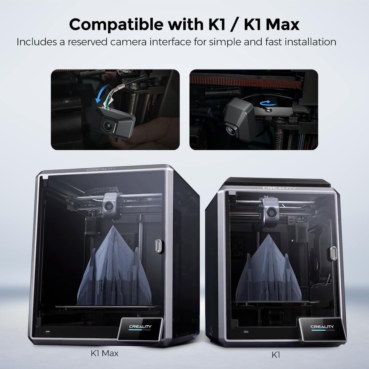 Camera video pentru imprimanta 3D K1/K1 Max, cu detectare AI, 1080P HD, timelapse, vizualizare live, instalare usoara, neagra