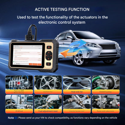 Tester auto ThinkScan 662, OBD2 scanner, ECM/TCM/SRS/ABS, 12 functii de resetare, negru/galben
