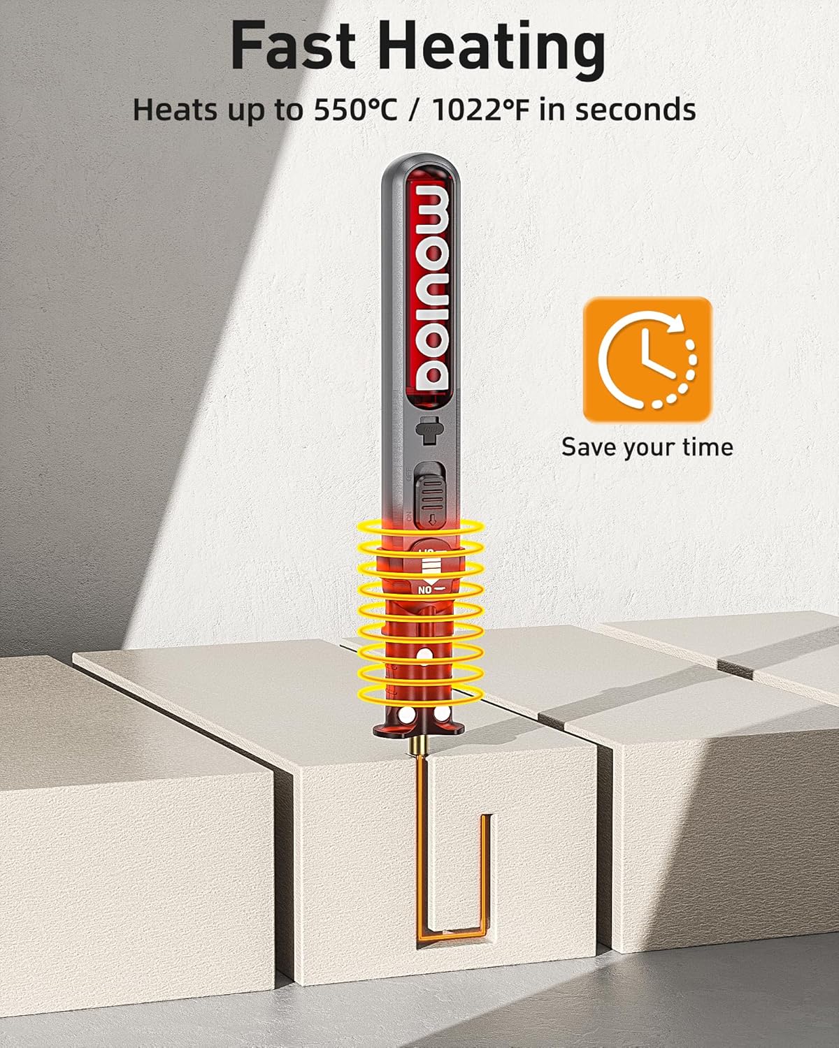 Aparat de taiat polistiren wireless, cutter cu fir cald, lumina LED, reincarcabil, 3 capete diferite, 550°C, acumulator 2000 mAh, pentru taiat si gravat polistiren, spuma, placi KT, EVA, EPP