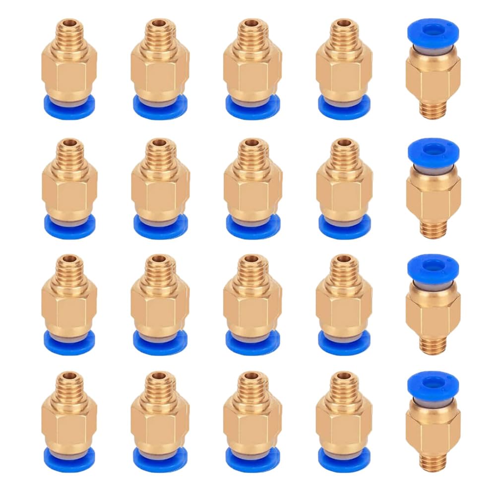 Set 20 conectori pneumatici pentru imprimante 3D, conectori pneumatici rapizi PC4-M6, filet de 6 mm si filament de 4 mm