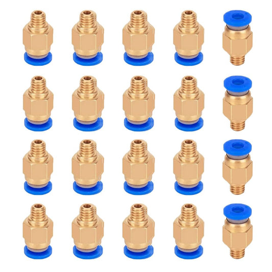 Set 20 conectori pneumatici pentru imprimante 3D, conectori pneumatici rapizi PC4-M6, filet de 6 mm si filament de 4 mm