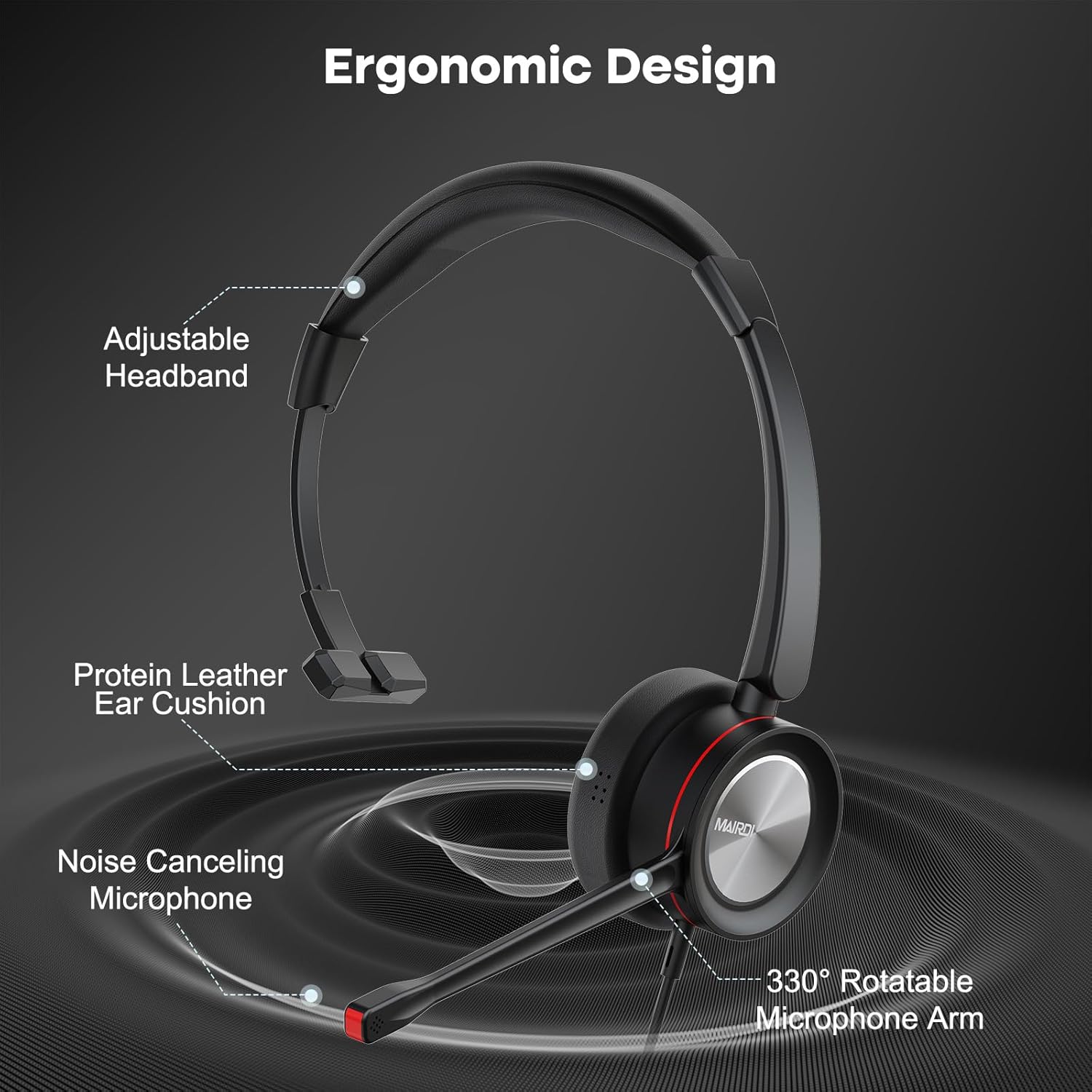 Casca call center cu microfon, functie anulare zgomot, USB, audio HD, cu control volum, buton mute si buton apelare, pentru computer, neagra