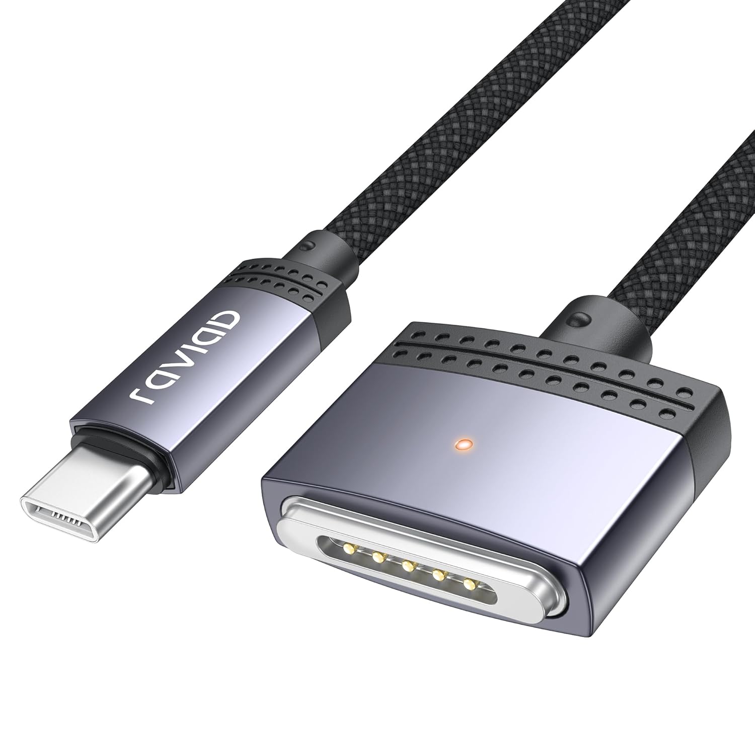 Cablu de incarcare USB-C la Magsafe 3 pentru alimentare de 2 m, MacBook Air (M1, 2020), MacBook Pro (M1, 2020), Mac Mini 2020, de 2 metri, 100 W PD, cu indicator LED, magnetic