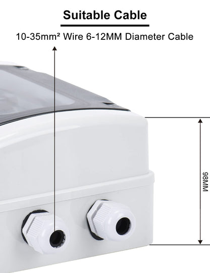 Set tablou de sigurante cu siguranta automata 120A DC 12V-400V sau AC 90V-400V, 2 poli, intrerupator solar automat pentru sistem fotovoltaic in carcasa impermeabila IP65