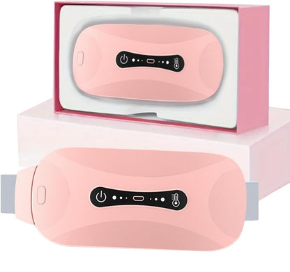 Centura abdominala pentru masaj cu incalzire si vibratii, 3 trepte incalzire si 3 vibromasaj, anti dureri menstruale, ciclu, lombare, portabila, roz