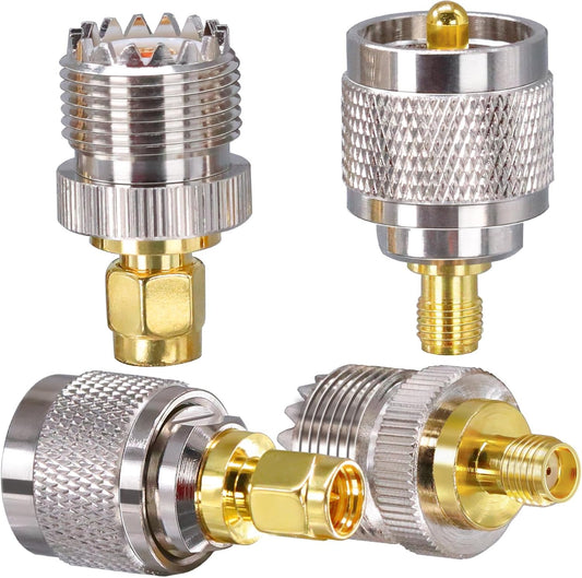 Set 4 adaptor mufa SMA la UHF, anti-interferente, transmisie stabila, pentru radio, analizor, antena WiFi, antena GPS, router Wifi, cablu coaxial