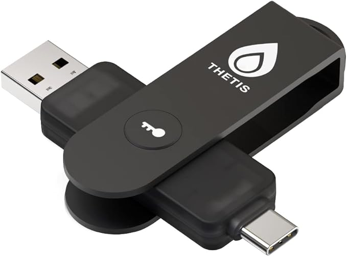 Dispozitiv criptografic securizat USB-A/USB-C, autentificare in doi factori, cheie de securitate NFC FIDO 2.0, pentru protectie multifactor (HOTP), pentru tableta/smartphone Android si dispozitive Windows/MacOS/Linux