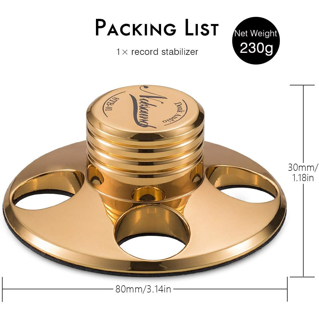Stabilizator disc vinyl, puck metalic pentru pick-up Nobsound STB-01, auriu