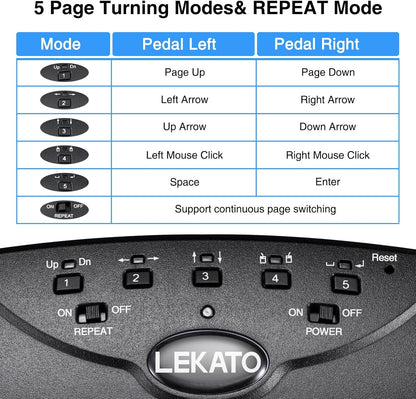 Pedala comutatoare de intors partituri, dispozitiv Bluetooth cu 5 moduri functionare, portabil cu acumulator reincarcabil, silentios, compatibil Windows, Android, iOS