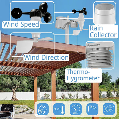 Statie meteo Bresser 5 in 1, cu afisaj color, conexiune WiFi, cu senzor profesional, afisare tendinte meteo