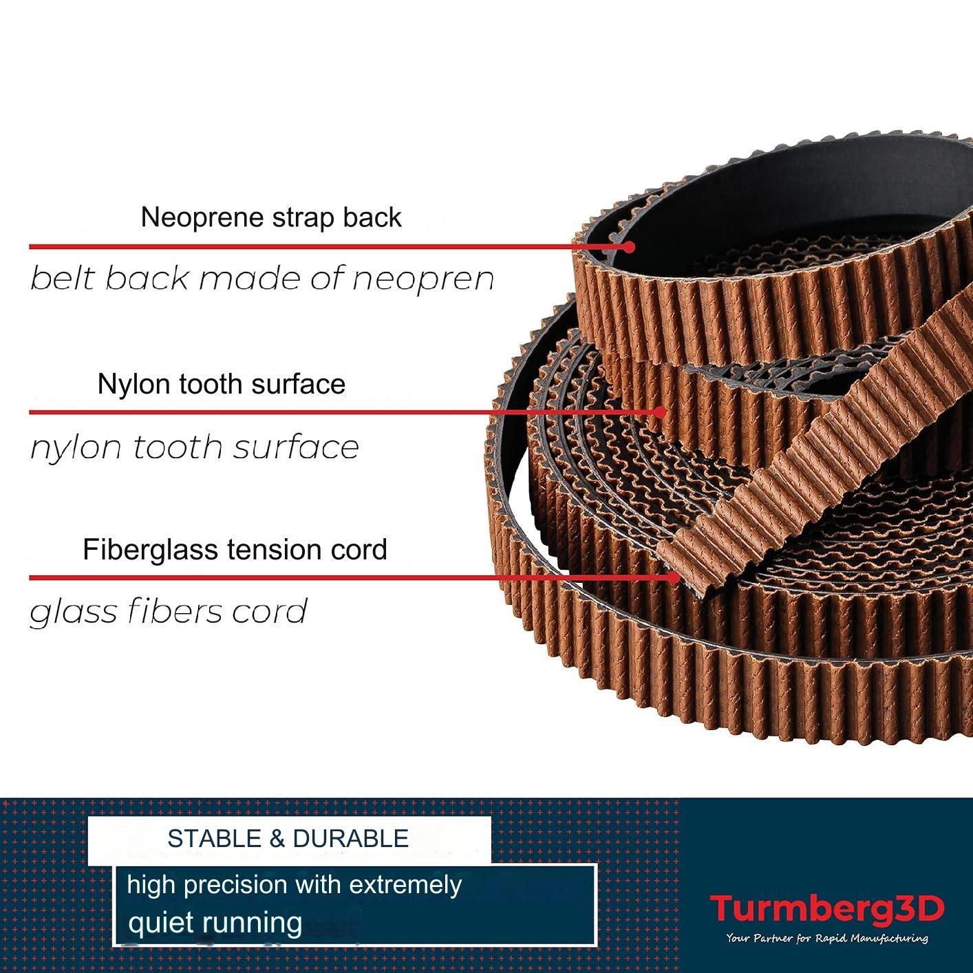 Curea de distributie Turmberg3D GT2 de 5m x 6 mm, pentru imprimanta 3D Prusa i3, Anet A8, Anycubic i3 Mega, Ender 3, Sidewinder X1, din cauciuc ranforsat cu fibra de sticla