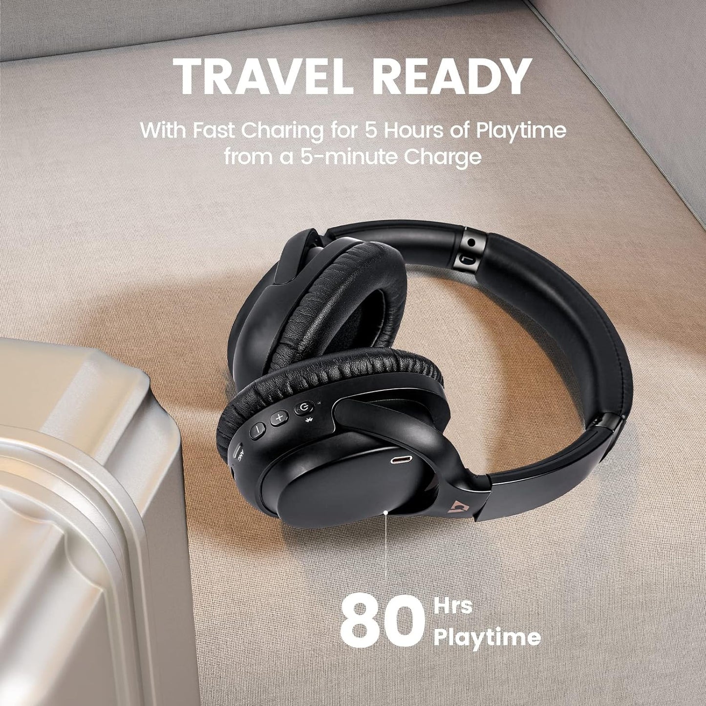 Casti Wireless, Ankbit, Bluetooth, on ear, 5 microfoane, autonomie 80 de ore, tehnologie anulare zgomot