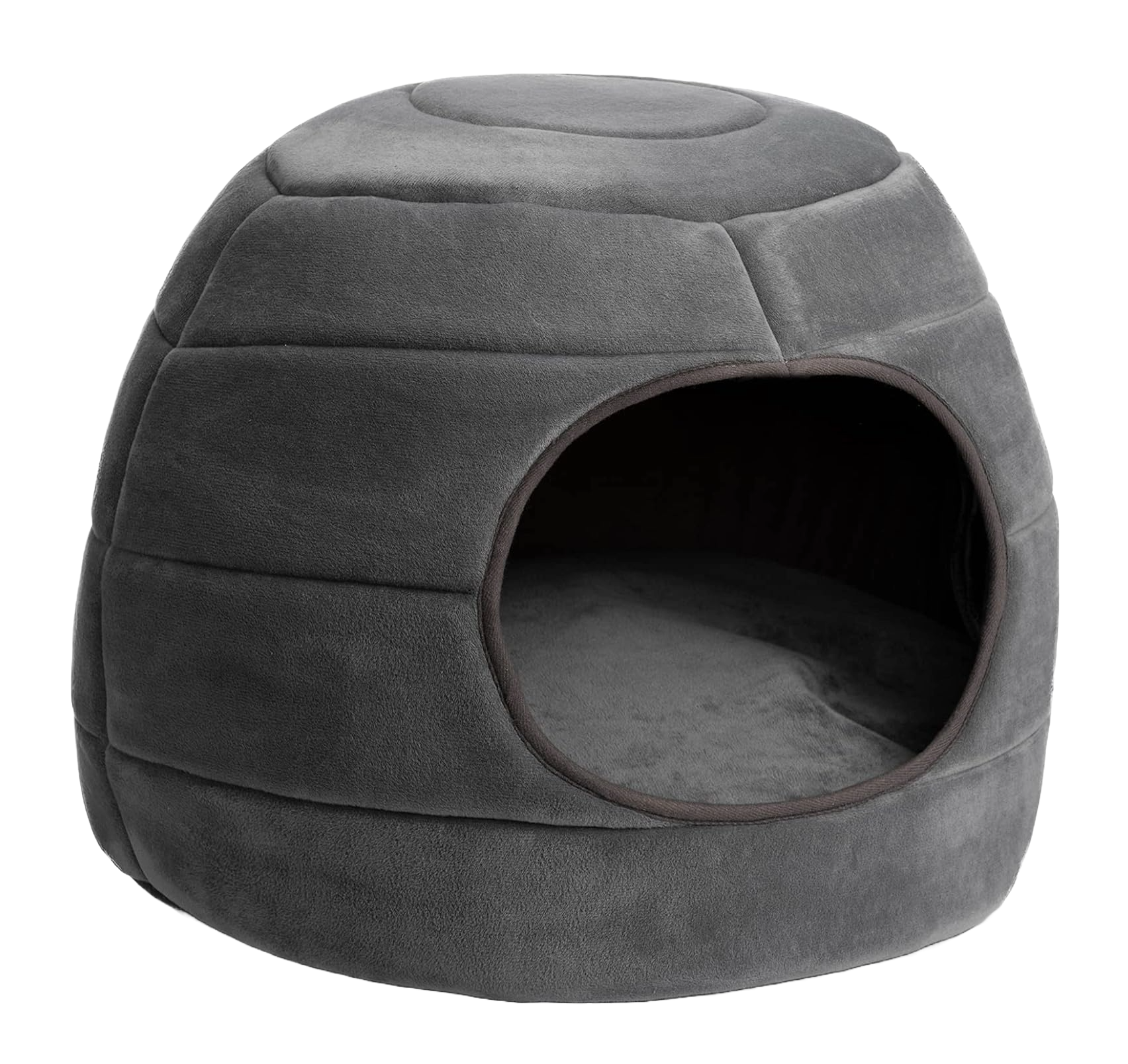 Patut caini si pisici 2 in 1, culcus pliabil pentru animale de companie mici, forma casuta si pat, din bumbac si tesatura de catifea, gri inchis