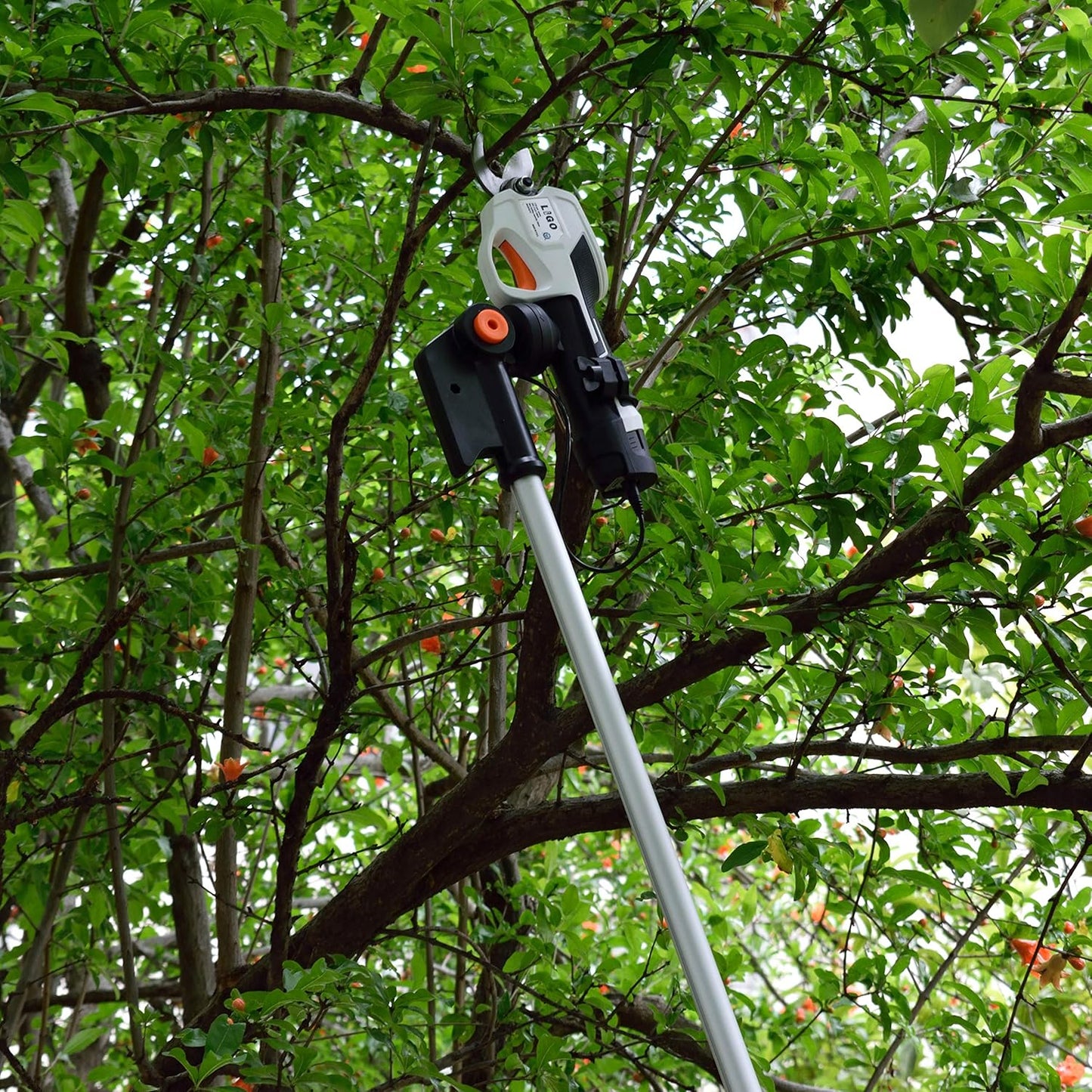 Foarfeca electrica de gradina, cu maner telescopic 190 cm, baterie de 7, 2 V, acumulator 1500 mAh, 1, 9 kg, max 13 mm, foarfece de gradina pentru tufe de trandafiri si taierea pomilor fructiferi