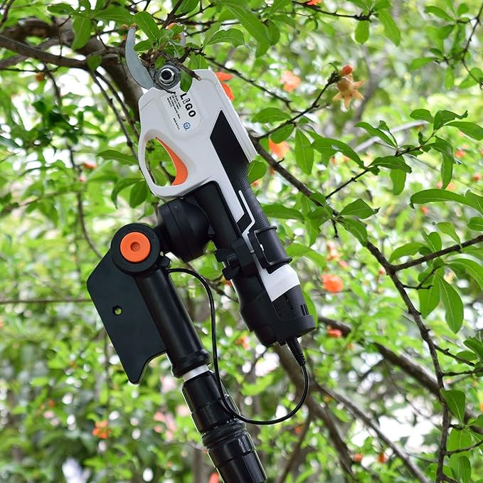 Foarfeca electrica de gradina, cu maner telescopic 190 cm, baterie de 7, 2 V, acumulator 1500 mAh, 1, 9 kg, max 13 mm, foarfece de gradina pentru tufe de trandafiri si taierea pomilor fructiferi