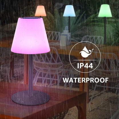 Lampa de podea solara LED RGB, inaltime reglabila, impermeabila IP44, cu telecomanda, incarcare duala USB si panou solar, cu baza metalica, pentru interior/exterior