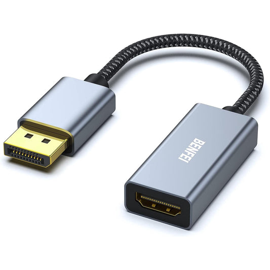 Adaptor DisplayPort la HDMI, 4K HDR, DP tata la HDMI mama, mufa placata cu aur 24K, transmisie de mare viteza, unidirectional, compatibil laptop, PC cu DisplayPort
