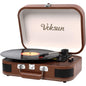 Pick-up Bluetooth 5.4, 3 viteze 33/45/78 rpm, AUX, USB, 2 difuzoare stereo incorporate, pentru vinyl 7/10/12 inch, functie inregistrare, design tip servieta, maro