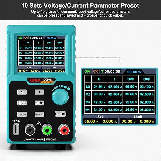 Sursa de alimentare de laborator 0-60 V, 0-5 A programabila, cu afisaj LED, interfata USB pentru control, ventilator racire, port incarcare 5V, functie protectie supracurent (OCP), protectie supratensiune (OVP), multifunctionala