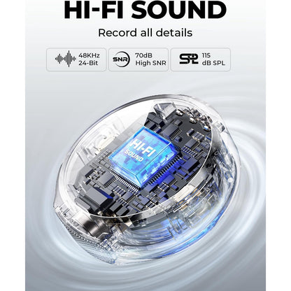 Set microfon lavaliera cu 2 microfoane mini si 3 receptoare, HiFi 48 kHz/24 bit, functie reducere zgomot, distanta transmisie 300 m, utilizare pana la 40 ore, pentru camera, iPhone, Android, PC