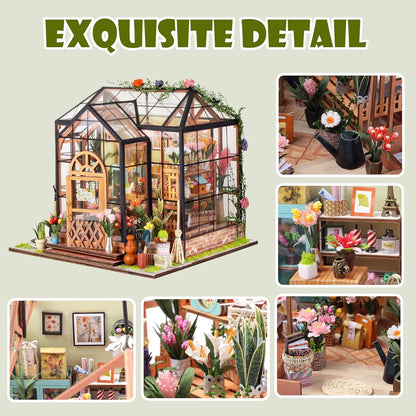 Puzzle 3D, Book Nook Garden House, cotor de carte DIY cu lumini LED, buton cu touch, transparenta, +14 ani