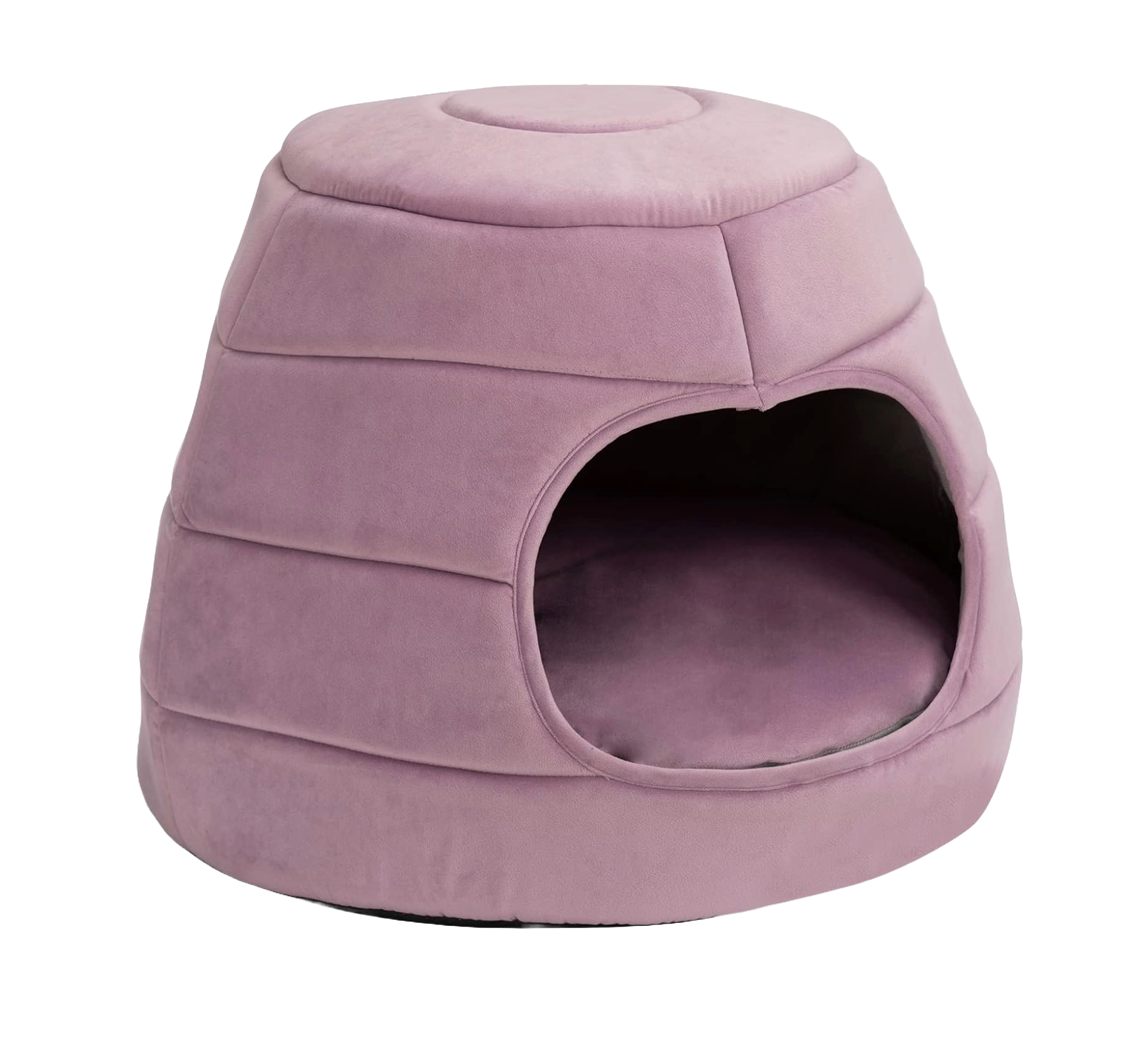 Patut caini si pisici 2 in 1, culcus pliabil pentru animale de companie mici, forma casuta si pat, din bumbac si tesatura de catifea, roz
