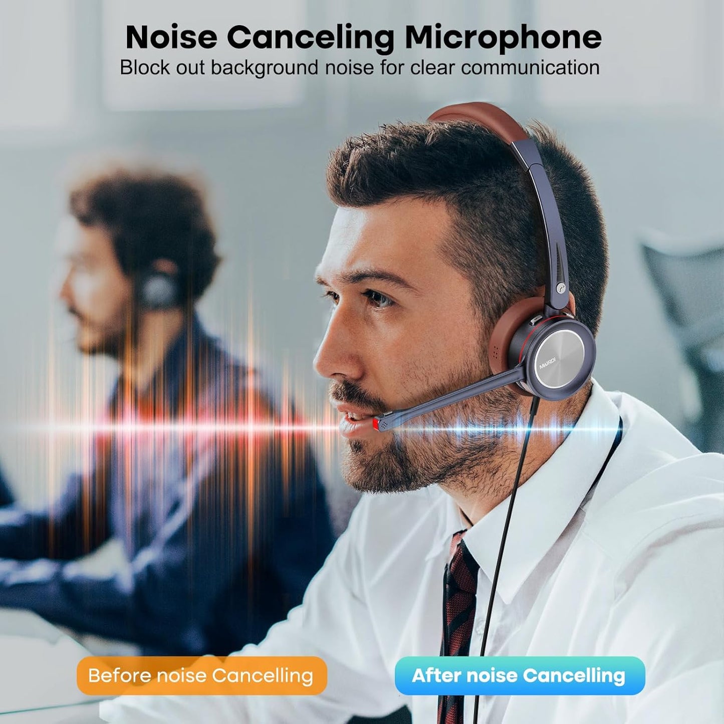 Casti call center USB cu microfon reglabil, functie anulare zgomot, sunet HD, buton mute cu indicator LED, pentru computer, softphone Voip, birou, centru de apeluri