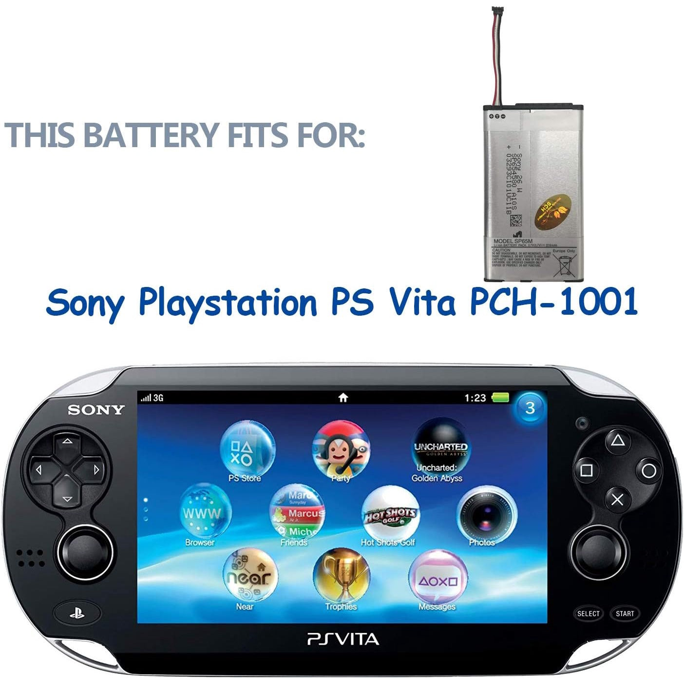 Acumulator 2210 mAh compatibil PlayStation Vita, inlocuitor Sony SP65M, pentru PS Vita PCH-1006, PCH-1004, PCH-1104, 1000 PCH-1001, PCH-110