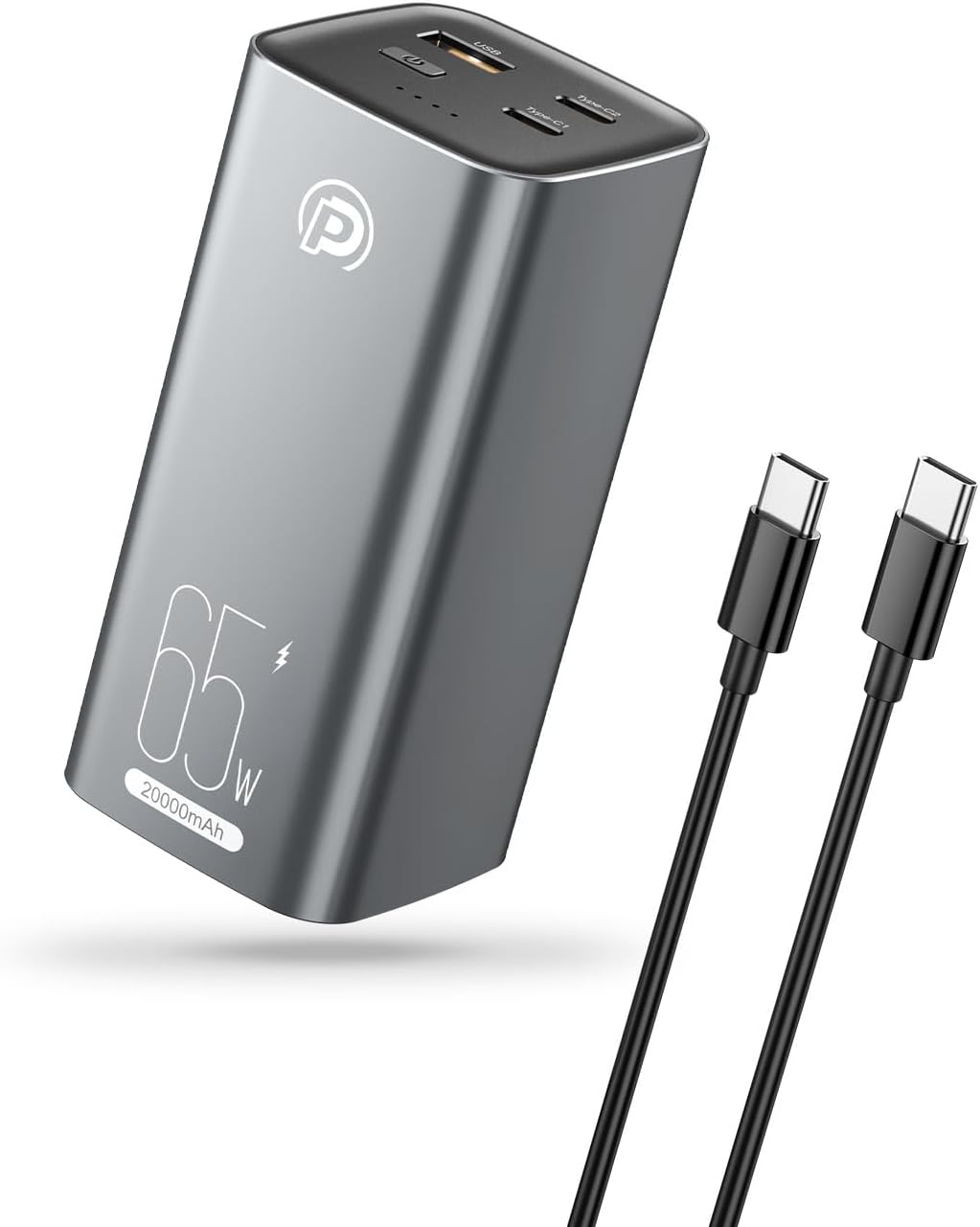 Baterie externa, powerbank 20000 mAh cu incarcare rapida PD 65W, 2 porturi USB-C si 1 port USB-A, pentru laptop, tableta, iPhone, Samsung