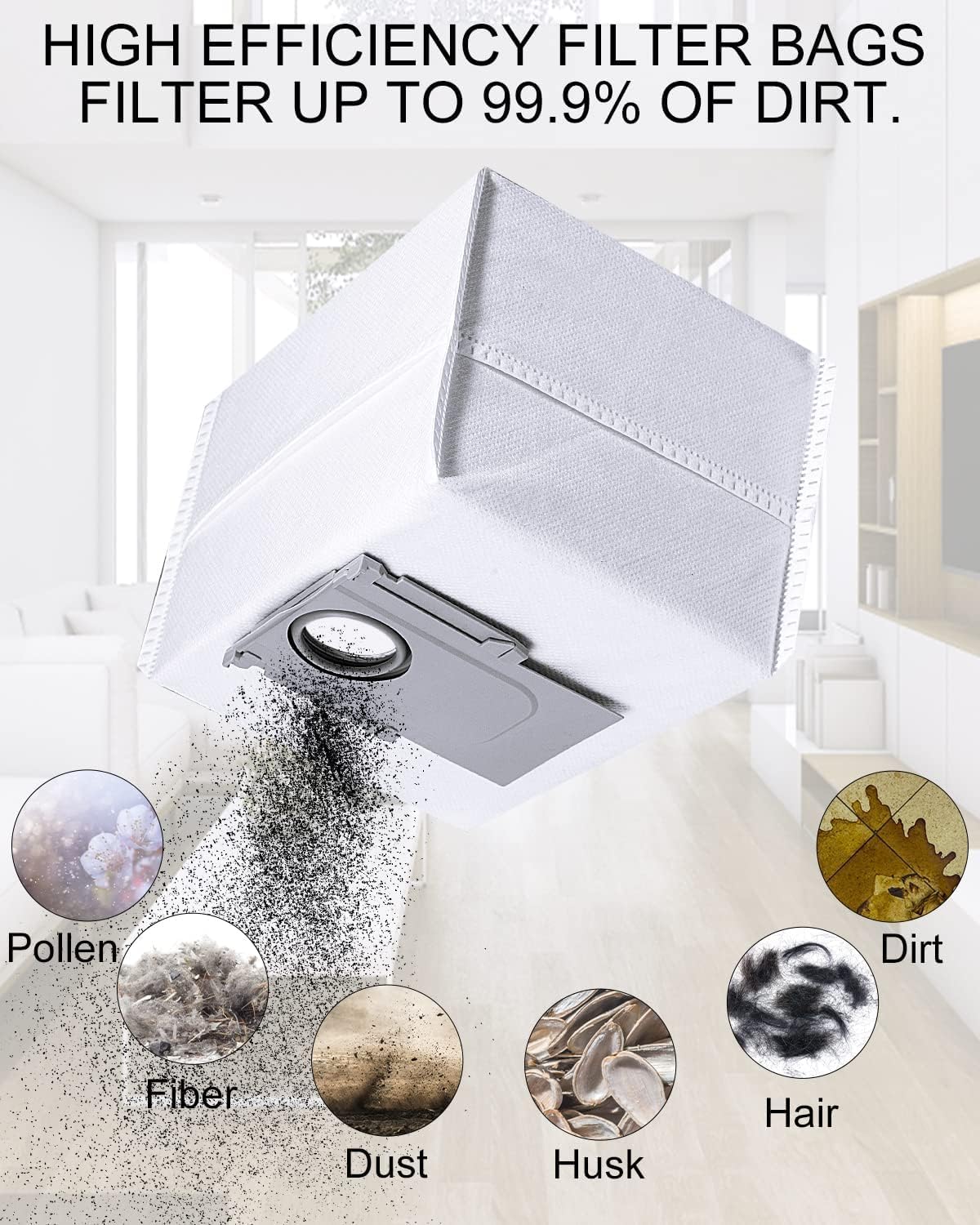 Set de 12 saci pentru aspirator Roborock S7 MaxV Ultra / Q7+ / Q7 Max+ / T8 / Q5+, capacitate 3 litri, din material textil in 4 straturi, gri