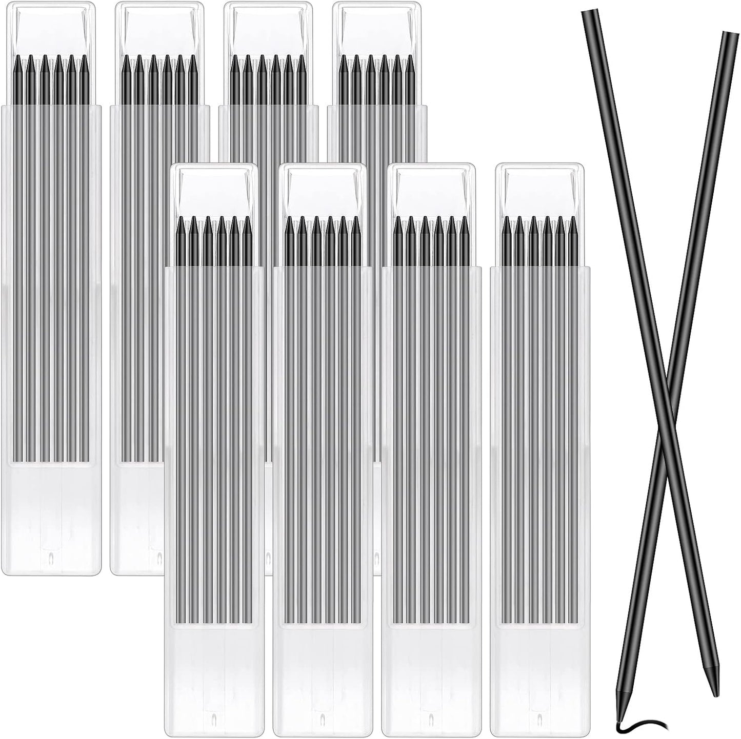 Set 48 mine pentru creion mecanic, rezerve creion de tamplarie 120 x 2.8 mm, din grafit, pentru marcare lemn, metal, beton, hartie