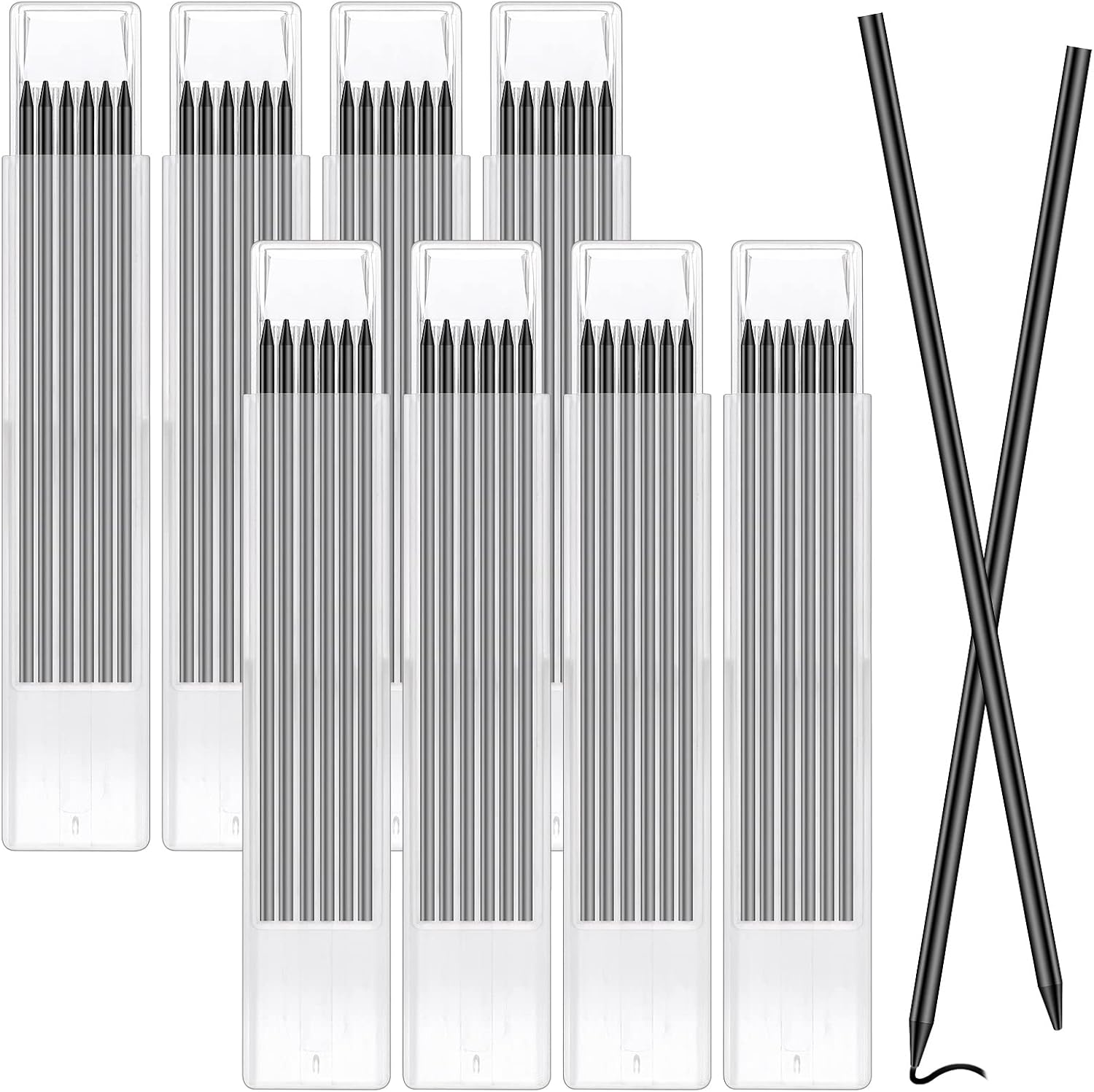 Set 48 mine pentru creion mecanic, rezerve creion de tamplarie 120 x 2.8 mm, din grafit, pentru marcare lemn, metal, beton, hartie