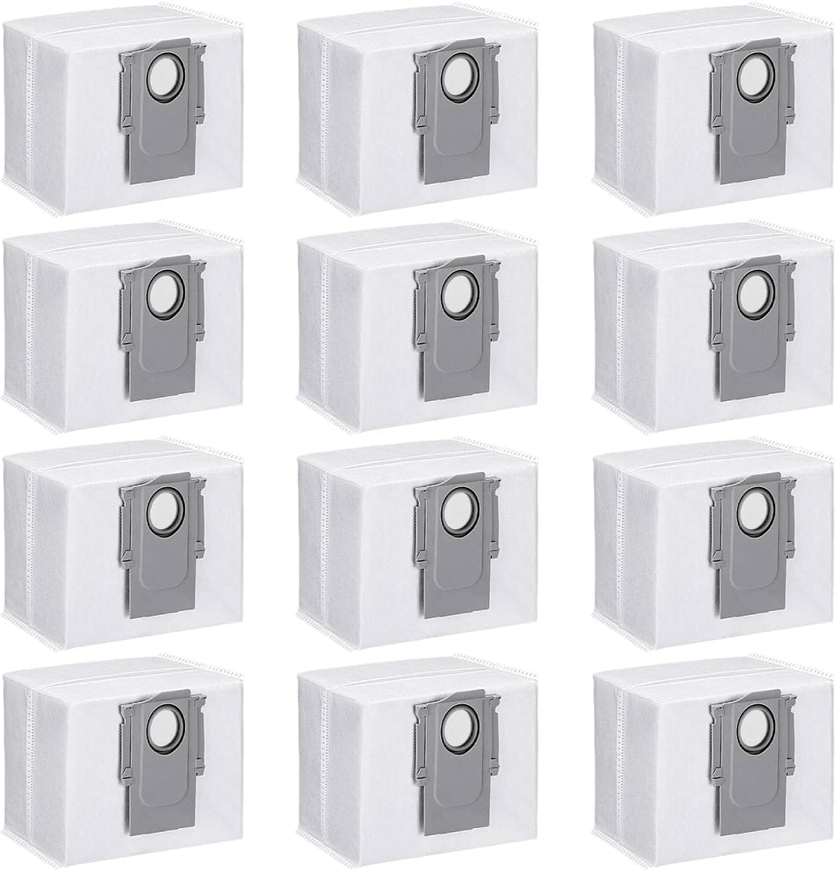 Set de 12 saci pentru aspirator Roborock S7 MaxV Ultra / Q7+ / Q7 Max+ / T8 / Q5+, capacitate 3 litri, din material textil in 4 straturi, gri