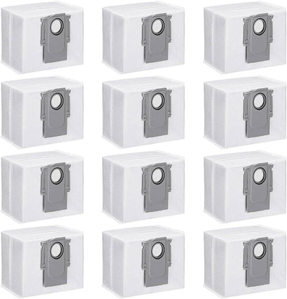 Set de 12 saci pentru aspirator Roborock S7 MaxV Ultra / Q7+ / Q7 Max+ / T8 / Q5+, capacitate 3 litri, din material textil in 4 straturi, gri