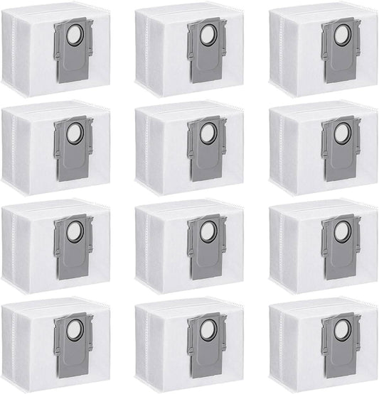 Set de 12 saci pentru aspirator Roborock S7 MaxV Ultra / Q7+ / Q7 Max+ / T8 / Q5+, capacitate 3 litri, din material textil in 4 straturi, gri