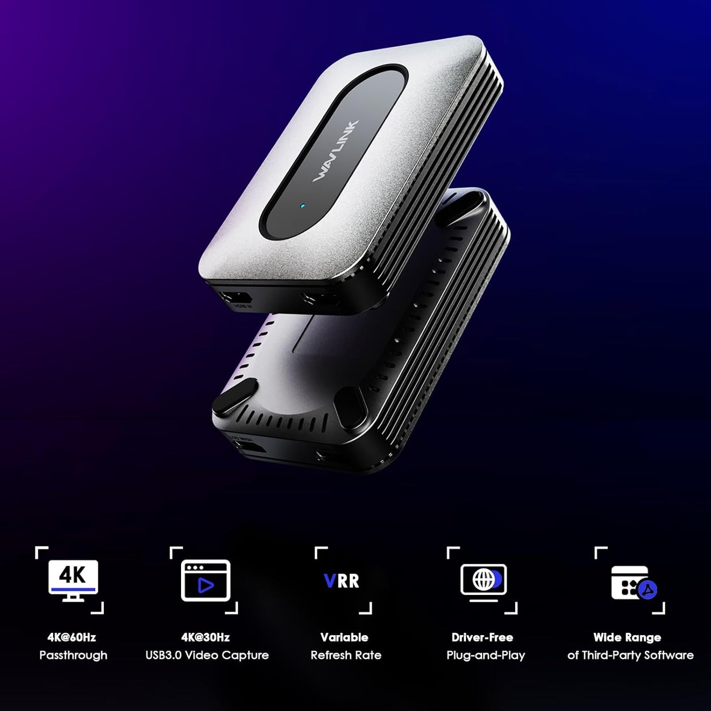 Placa de captura video 4K, HDMI, Video grabber cu loopout HDMI, mufa jack 3.5 mm Line In, Line Out, Mic In, plug & play, suport VRR, compatibil cu PC, Laptop, consola jocuri