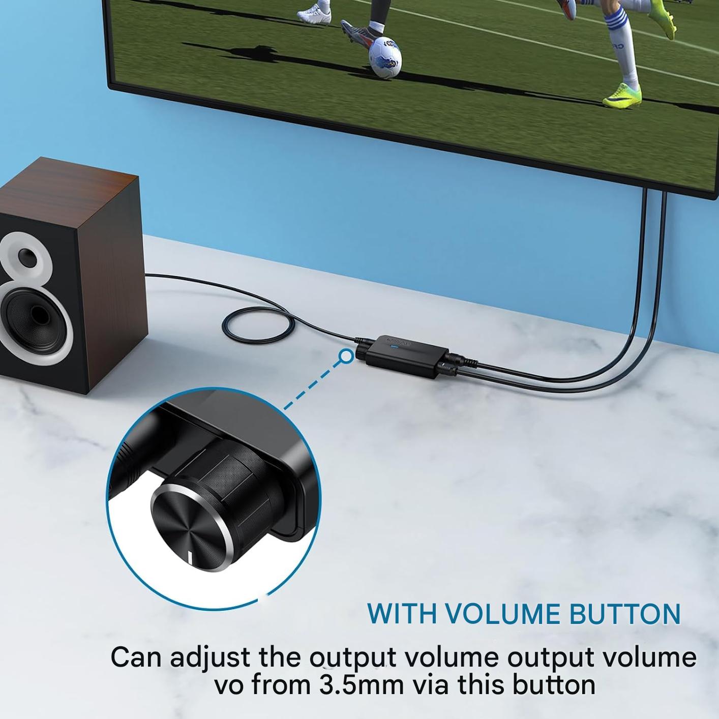 Convertor DAC audio digital la analog, 192kHz, cu cablu de 1 m si control volum, SPDIF Toslink la 3, 5 mm, plug and play, multifunctional